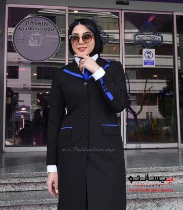 مانتو شلوار فیونا ساتن آبی