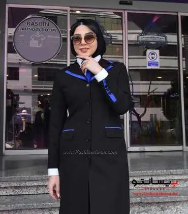 مانتو شلوار فیونا ساتن آبی