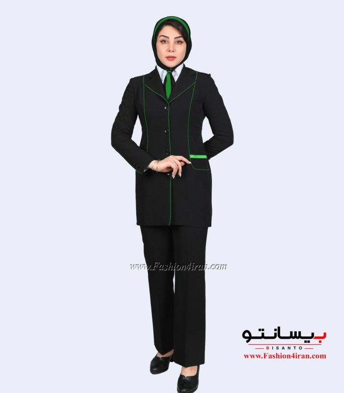 کت شلوار فیونا مشکی سبز