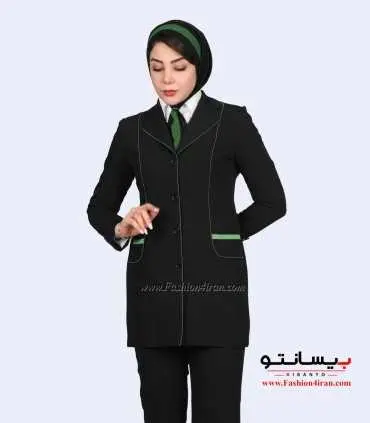 کت شلوار زنانه فیونا مشکی سبز کد 82