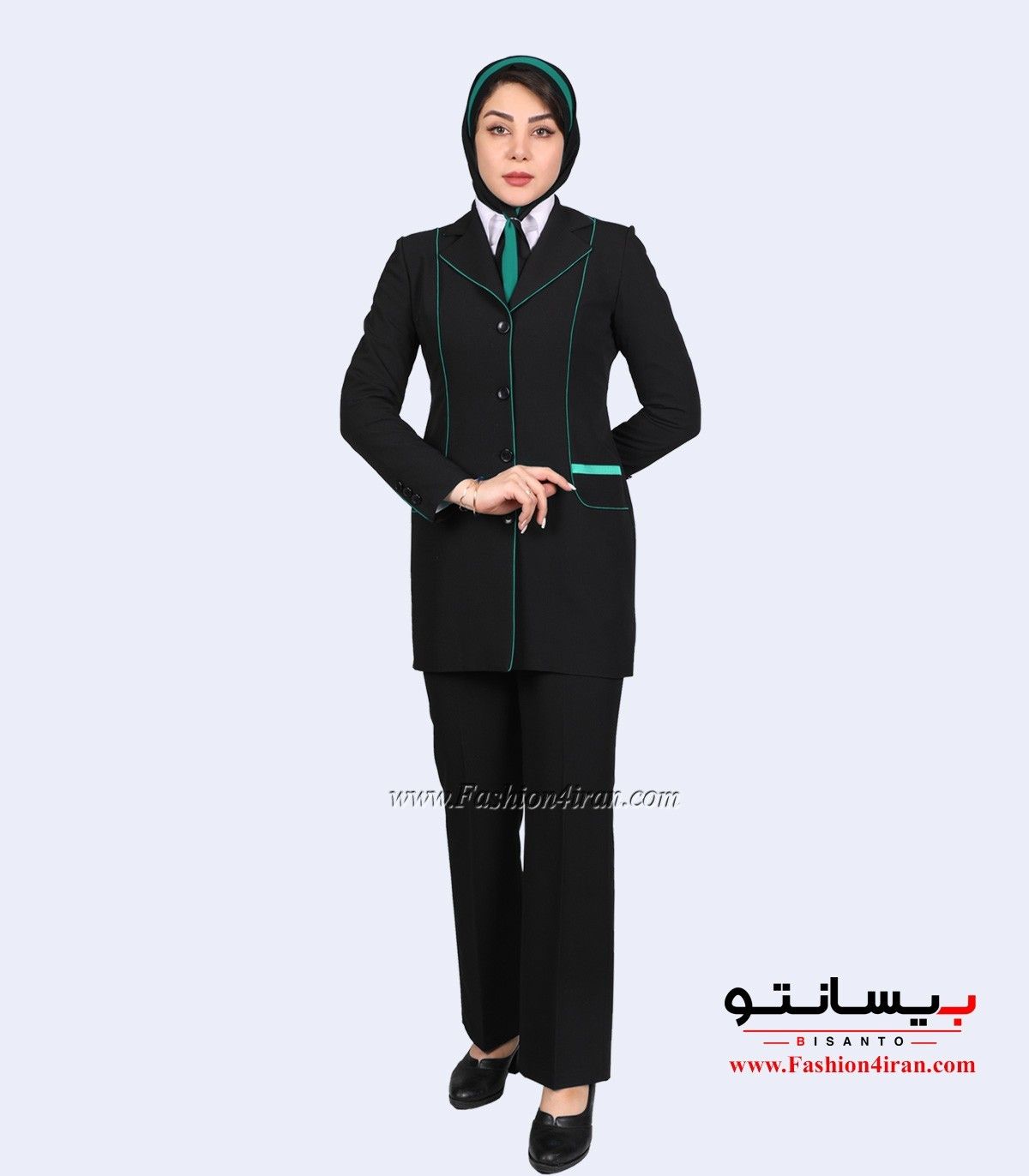 کت و شلوار فیونا با مغزی‌دوزی سبز لجنی