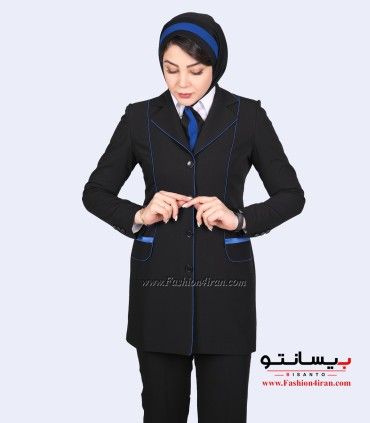 کت شلوار اداری فیونا با مغزی‌دوزی آبی