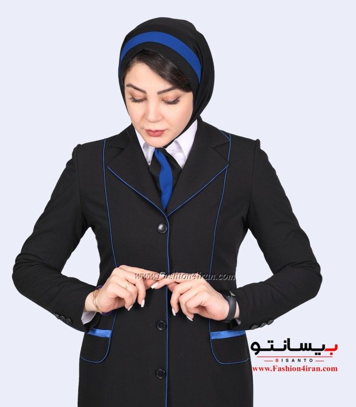کت شلوار زنانه فیونا با مغزی‌دوزی آبی کد 82