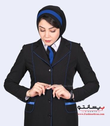 کت شلوار زنانه فیونا با مغزی‌دوزی آبی کد 82