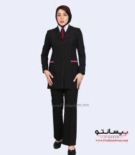 کت شلوار زنانه پارچه فیونا با مغزی‌دوزی زرشکی کد 82