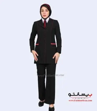 کت شلوار زنانه پارچه فیونا با مغزی‌دوزی زرشکی کد 82