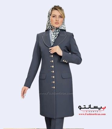 مانتو شلوار کرپ مازراتی نوک مدادی طلایی کد 119
