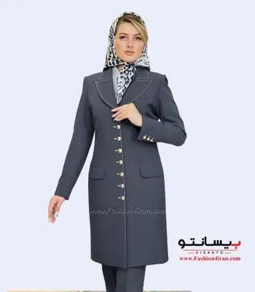 مانتو شلوار کرپ مازراتی نوک مدادی طلایی کد 119