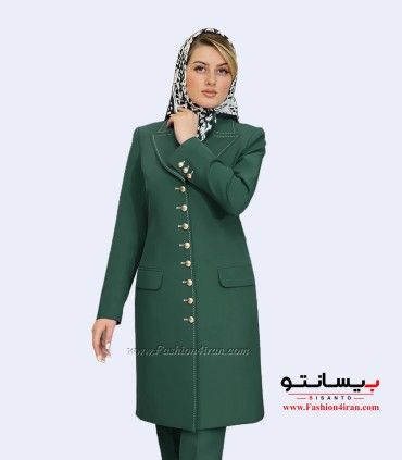 مانتو شلوار کرپ مازراتی سبز لجنی طلایی کد 119