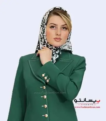 مانتو شلوار کرپ مازراتی سبز لجنی طلایی کد 119