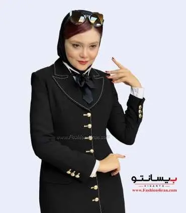 مانتو شلوار کرپ مشکی طلایی