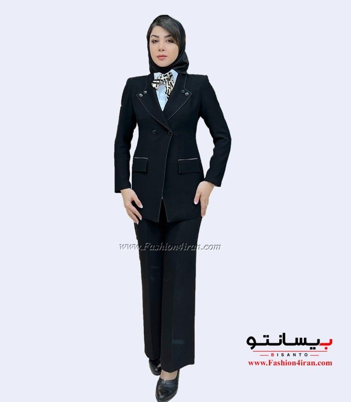 کت شلوار زنانه مشکی کد 108
