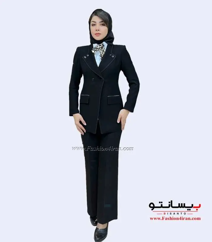 کت شلوار زنانه مشکی کد 108