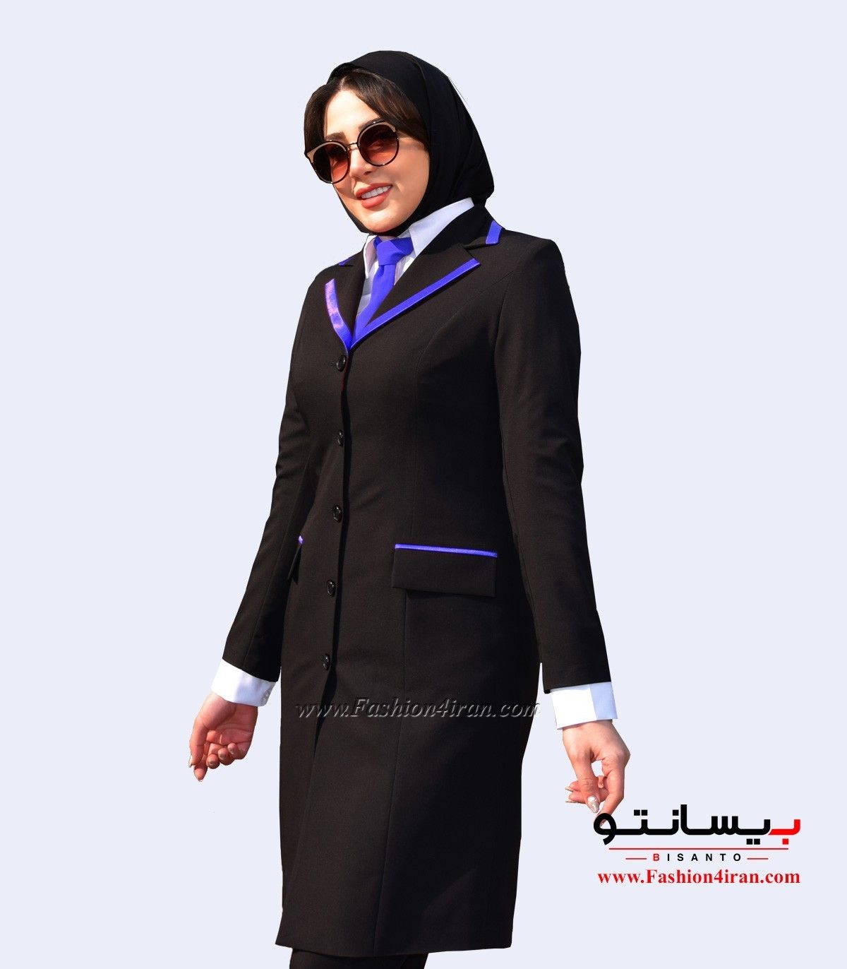 مانتو شلوار فیونا ساتن آبی کد 52