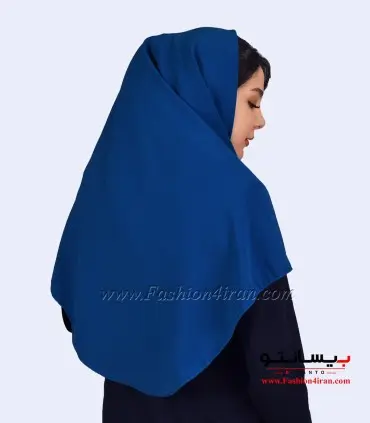 مقنعه کرپ آبی درباری