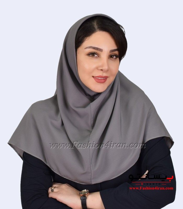 مقنعه ساده کرپ طوسی