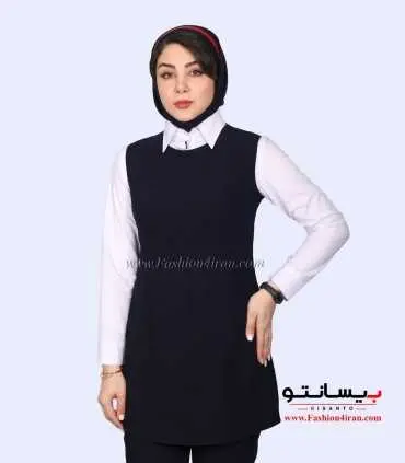 سارافون شلوار کرپ سرمه‌ای کد 80