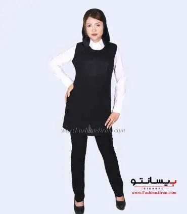 سارافون شلوار کرپ نازک آتی سرمه‌ای تیره