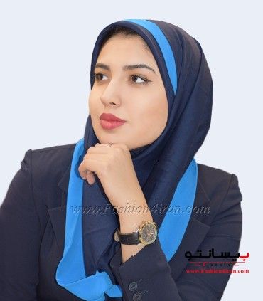 مقنعه حریر فیروزه‌ای