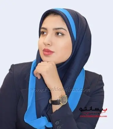 مقنعه حریر فیروزه‌ای