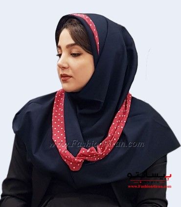 مقنعه حریر قرمز سفید کد 21