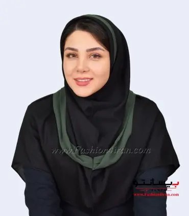 مقنعه حریر سبز زیتونی