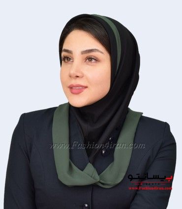 مقنعه حریر سبز زیتونی کد 21