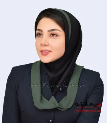 مقنعه حریر سبز زیتونی کد 21