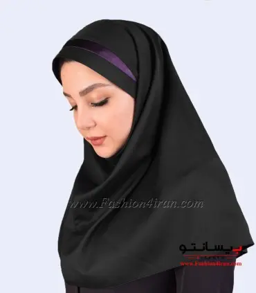 مقنعه با تل بادمجانی کد 46