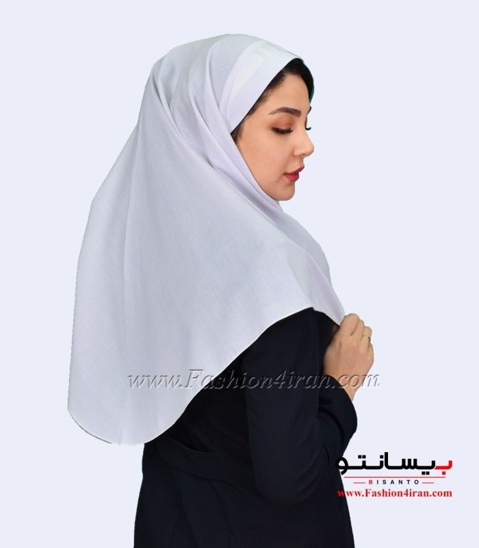مقنعه سفید با تل سفید کد 46