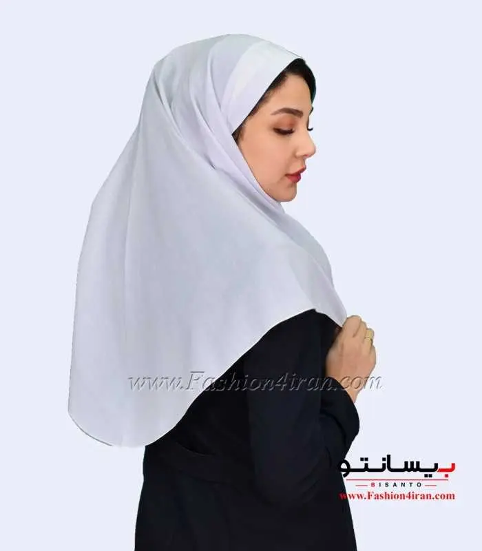 مقنعه سفید با تل سفید کد 46