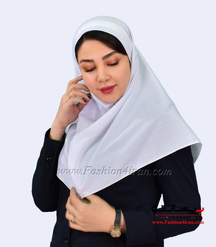 مقنعه سفید پرستاری با تل سفید کد 46