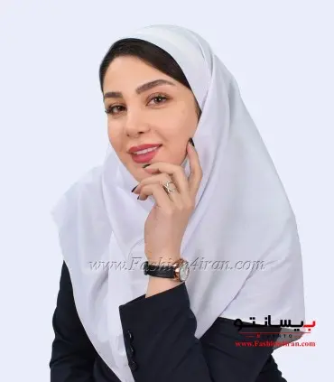 مقنعه سفید با تل سفید