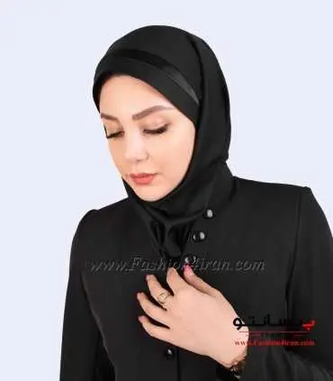 مقنعه مشکی با تل مشکی کد 46