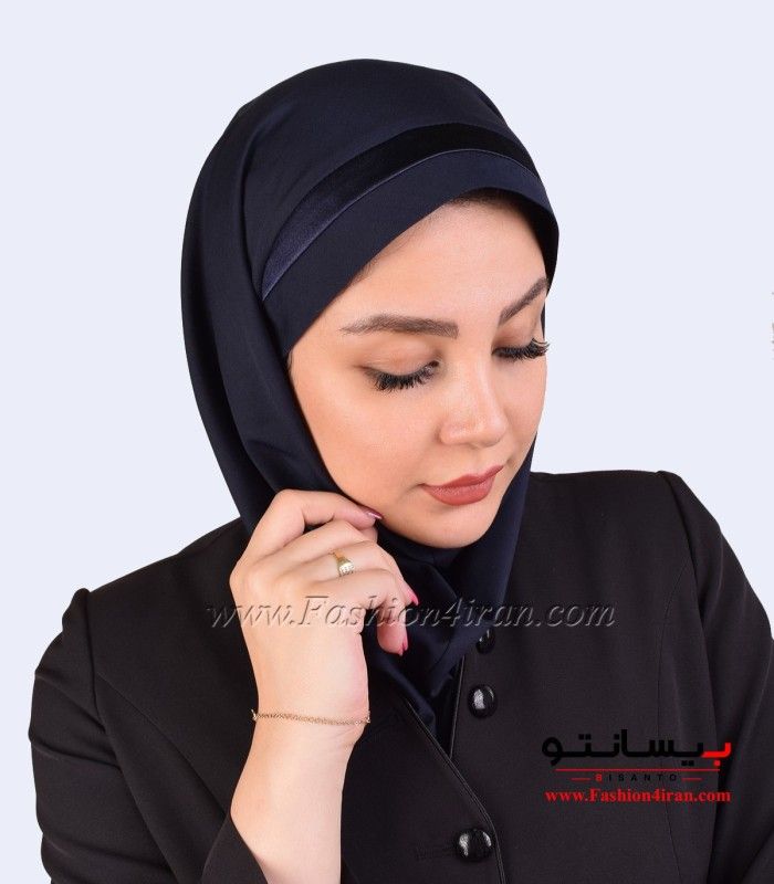 مقنعه فرم با تل سرمه‌ای کد 46