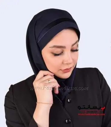 مقنعه فرم با تل سرمه‌ای کد 46