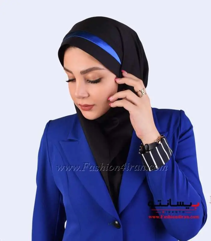 مقنعه فرم با تل آبی کد 46