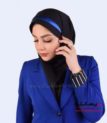 مقنعه فرم با تل آبی کد 46