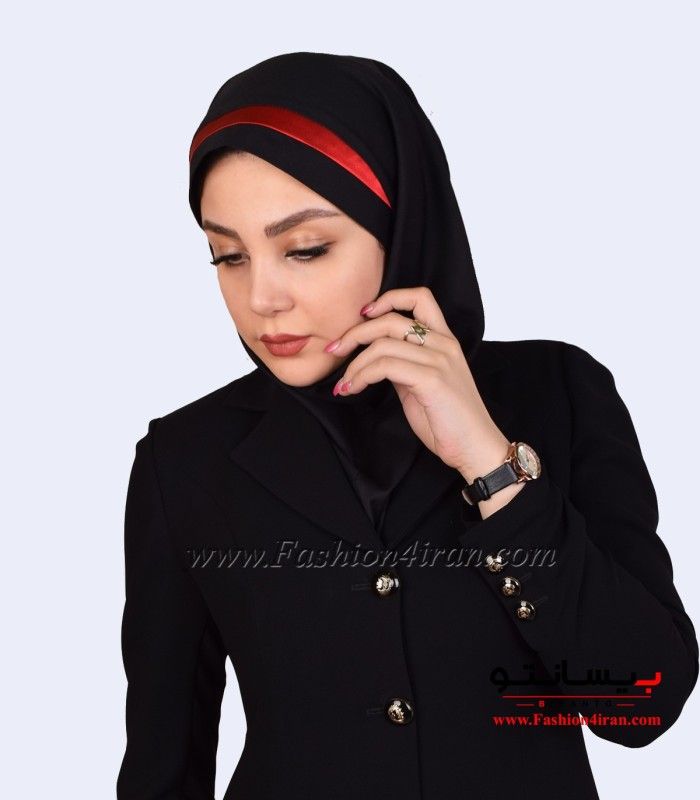 مقنعه اداری با تل قرمز کد 46