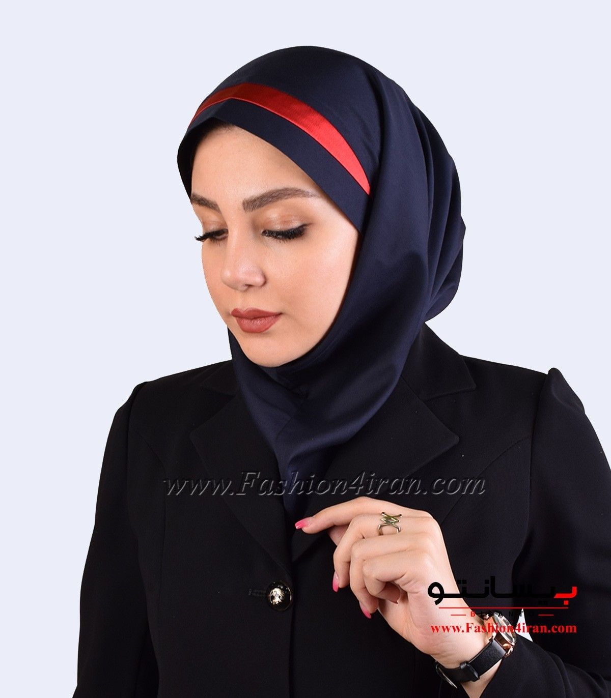 مقنعه فرم با تل قرمز کد 46
