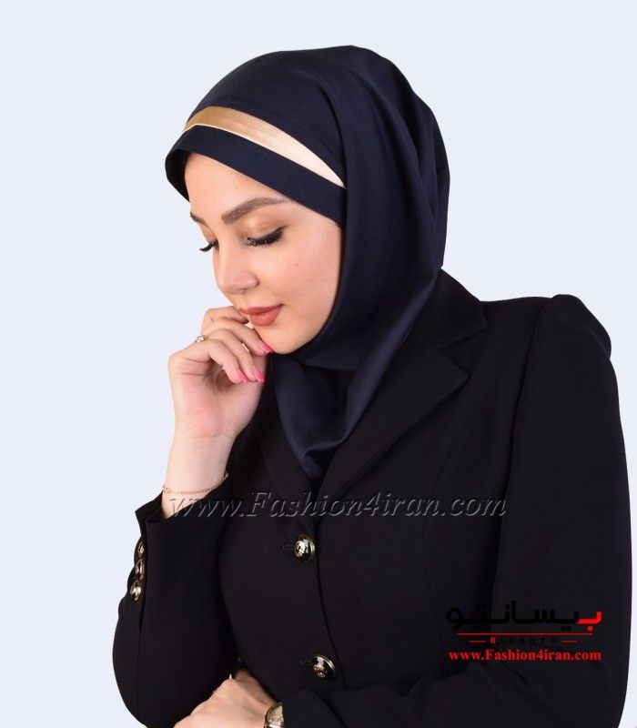 مقنعه تلدار با تل طلایی