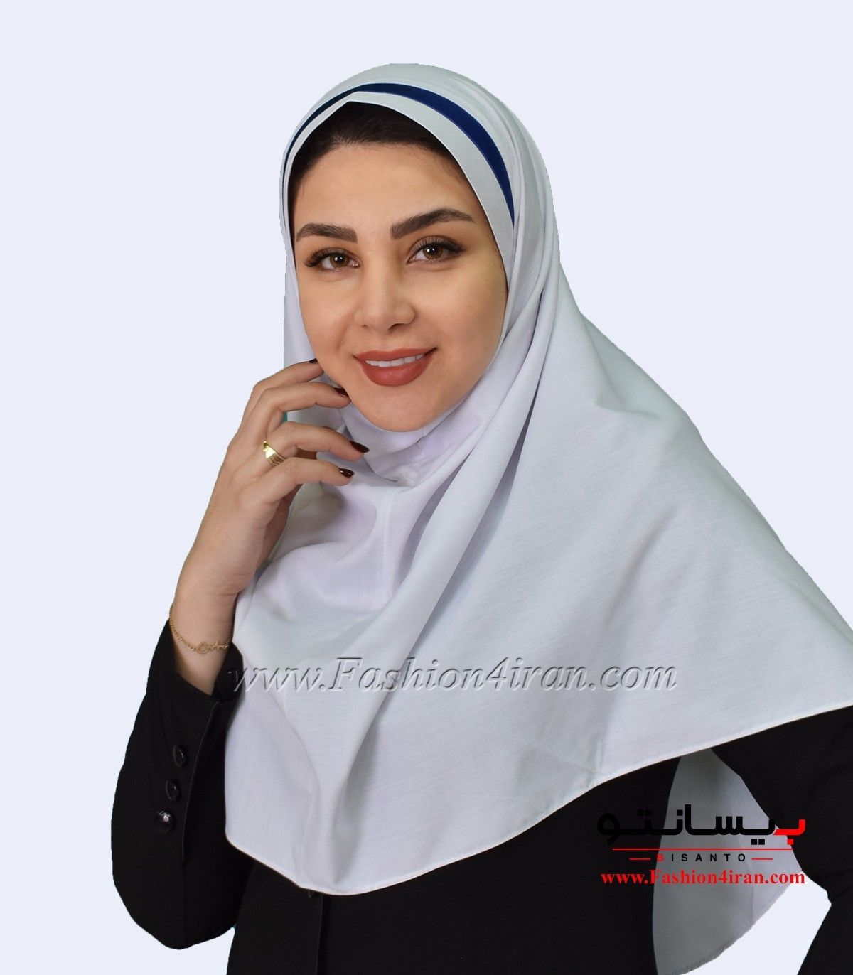 مقنعه سفید پرستاری با تل آبی کد 46