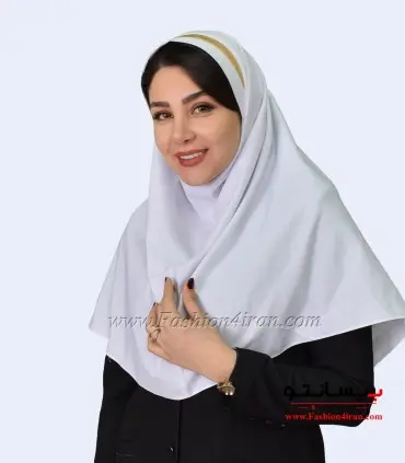 مقنعه سفید تل طلایی کد 46
