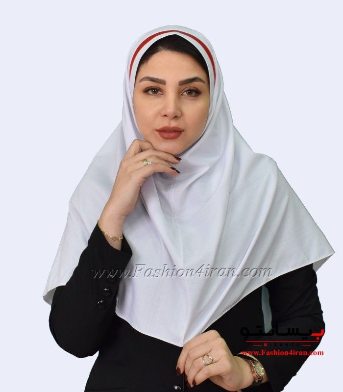 مقنعه سفید پرستاری تل قرمز کد 46