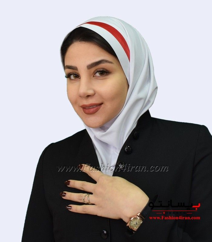 مقنعه فرم پرستاری با تل قرمز کد 46