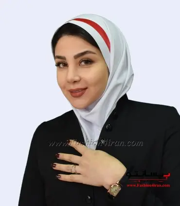 مقنعه فرم پرستاری با تل قرمز کد 46