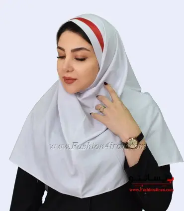 مقنعه سفید تل قرمز کد 46
