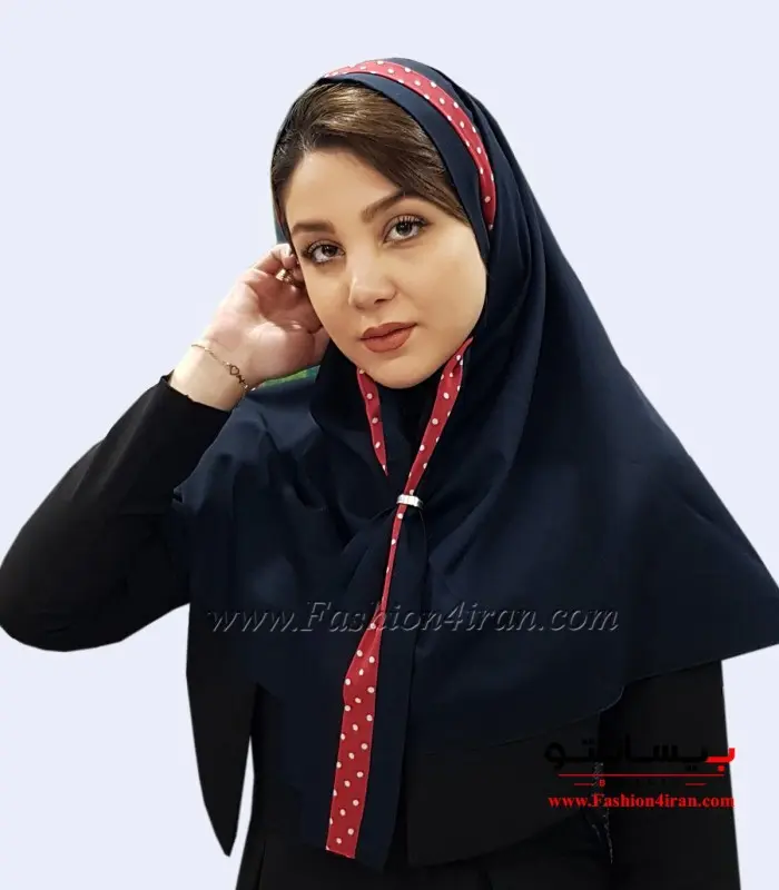 مقنعه کراواتی حریر قرمز سفید کد 41