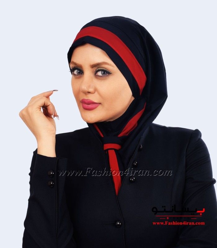 مقنعه کراواتی حریر قرمز کد 41