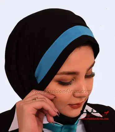 مقنعه کراواتی حریر فیروزه ای کد 41